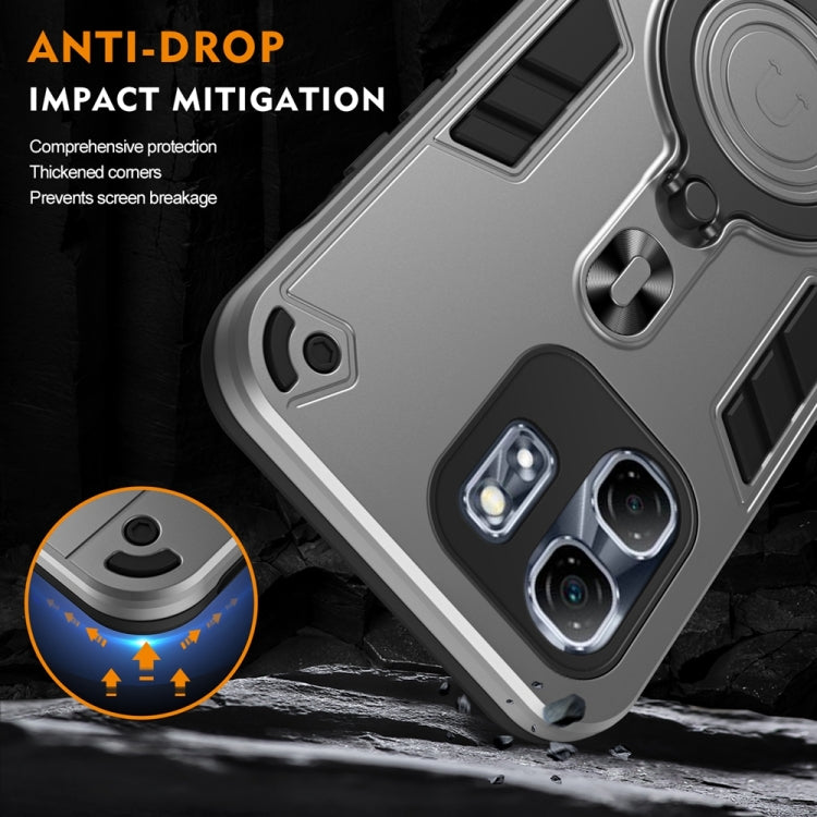 For Infinix Hot 50i / Smart 9 Metal Ring 360 Degree Rotating Holder PC Hybrid TPU Phone Case