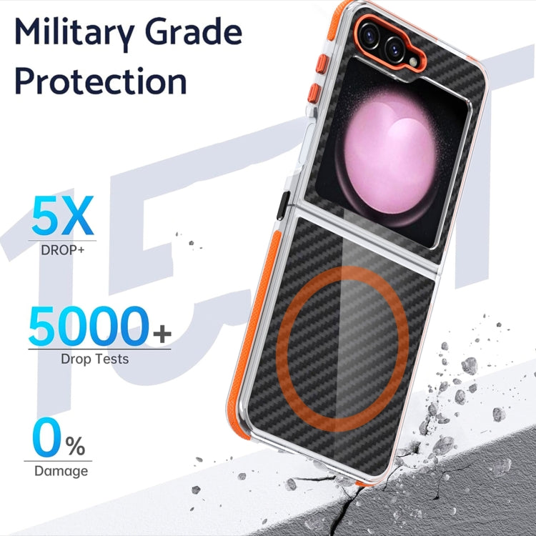 For Samsung Galaxy Z Flip6/7 FE Dual-Color Carbon Fiber Texture Magsafe Phone Case