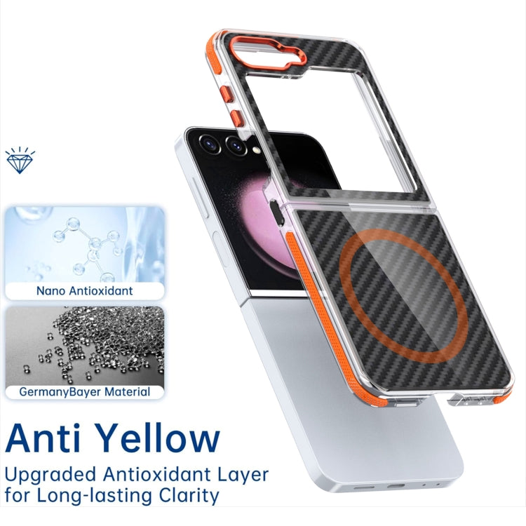 For Samsung Galaxy Z Flip6/7 FE Dual-Color Carbon Fiber Texture Magsafe Phone Case