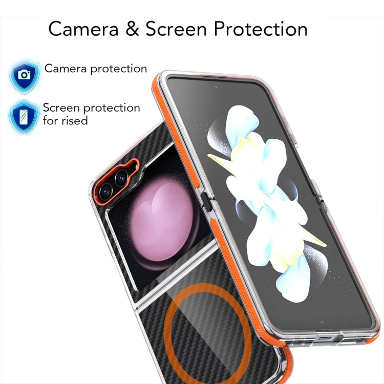 For Samsung Galaxy Z Flip6/7 FE Dual-Color Carbon Fiber Texture Magsafe Phone Case