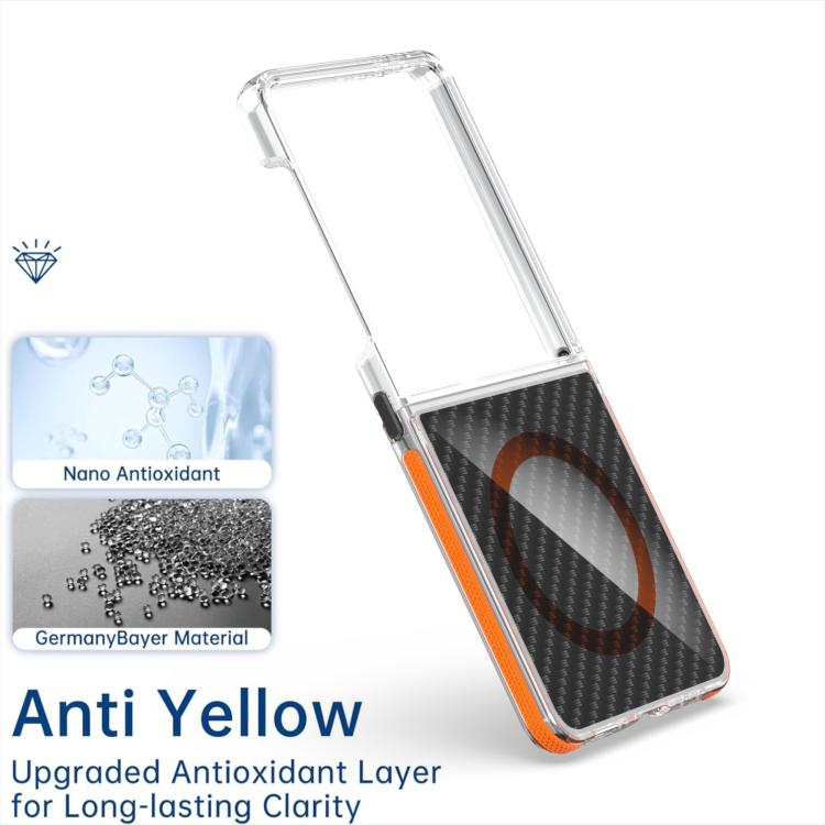 For Samsung Galaxy Z Flip7 Dual-Color Carbon Fiber Texture Magsafe Phone Case