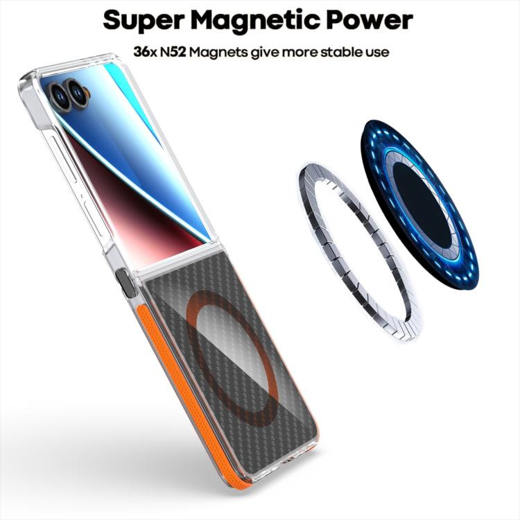 For Samsung Galaxy Z Flip7 Dual-Color Carbon Fiber Texture Magsafe Phone Case