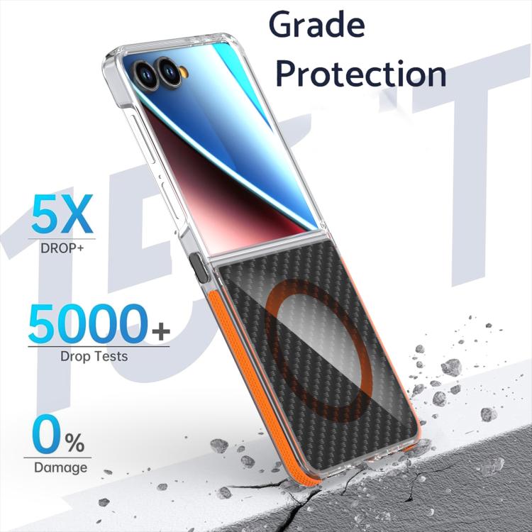 For Samsung Galaxy Z Flip7 Dual-Color Carbon Fiber Texture Magsafe Phone Case