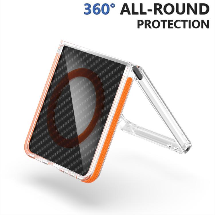 For Samsung Galaxy Z Flip7 Dual-Color Carbon Fiber Texture Magsafe Phone Case