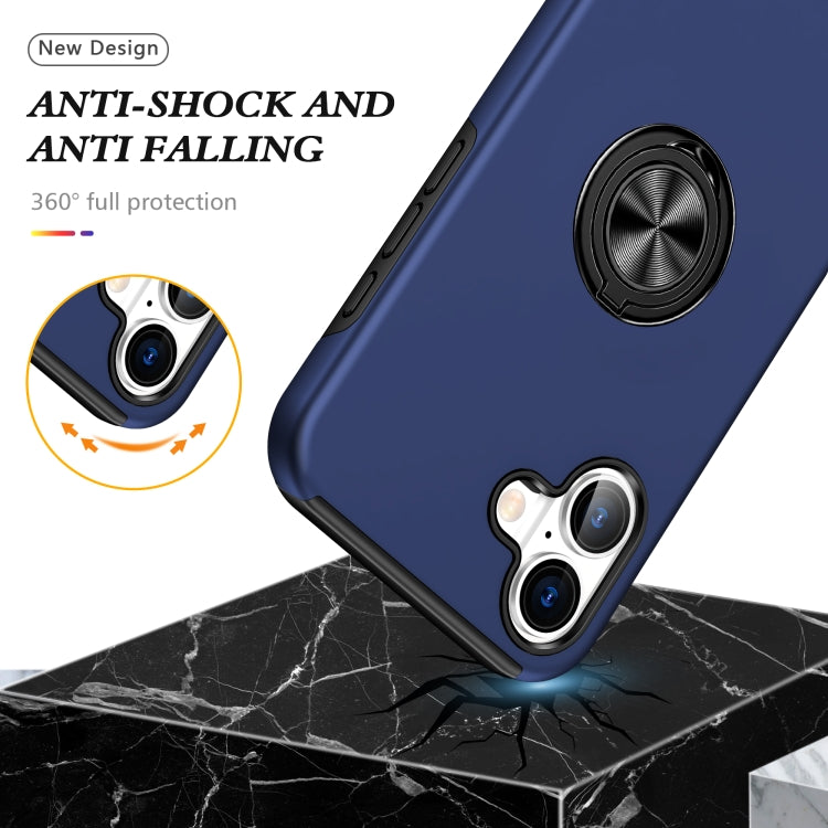 For iPhone 16 Plus PC + TPU Magnetic Phone Case with Invisible Ring Holder