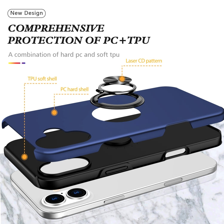 For iPhone 16 Plus PC + TPU Magnetic Phone Case with Invisible Ring Holder