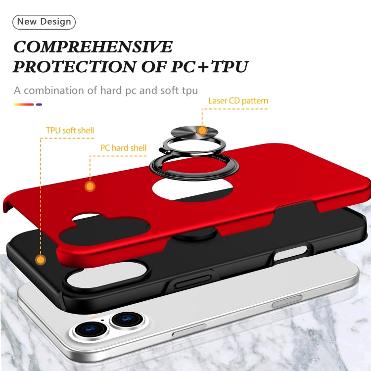 For iPhone 16 Plus PC + TPU Magnetic Phone Case with Invisible Ring Holder