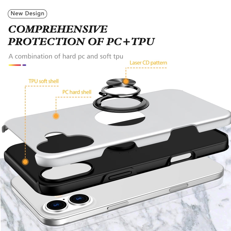 For iPhone 16 Plus PC + TPU Magnetic Phone Case with Invisible Ring Holder
