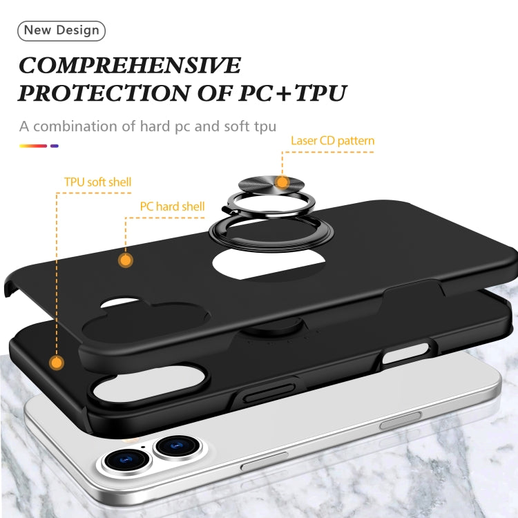 For iPhone 16 PC + TPU Magnetic Phone Case with Invisible Ring Holder