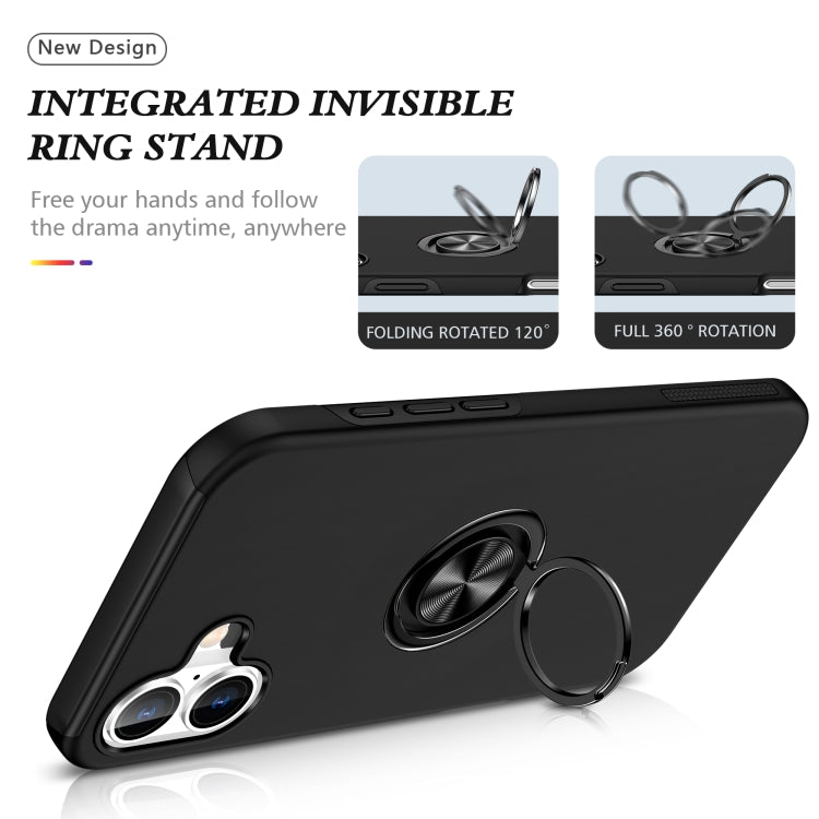 For iPhone 16 PC + TPU Magnetic Phone Case with Invisible Ring Holder