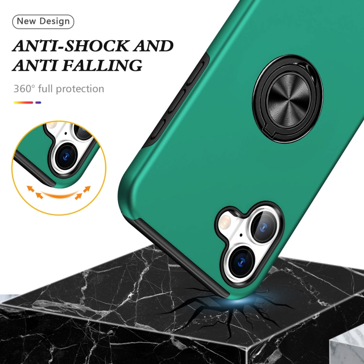 For iPhone 16 PC + TPU Magnetic Phone Case with Invisible Ring Holder