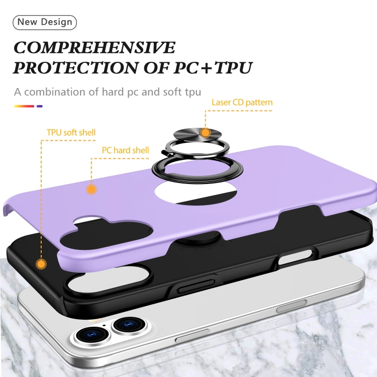 For iPhone 16 PC + TPU Magnetic Phone Case with Invisible Ring Holder