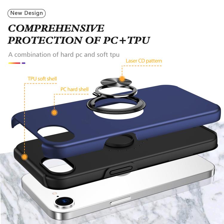 For iPhone 17e / 16e PC + TPU Magnetic Phone Case with Invisible Ring Holder
