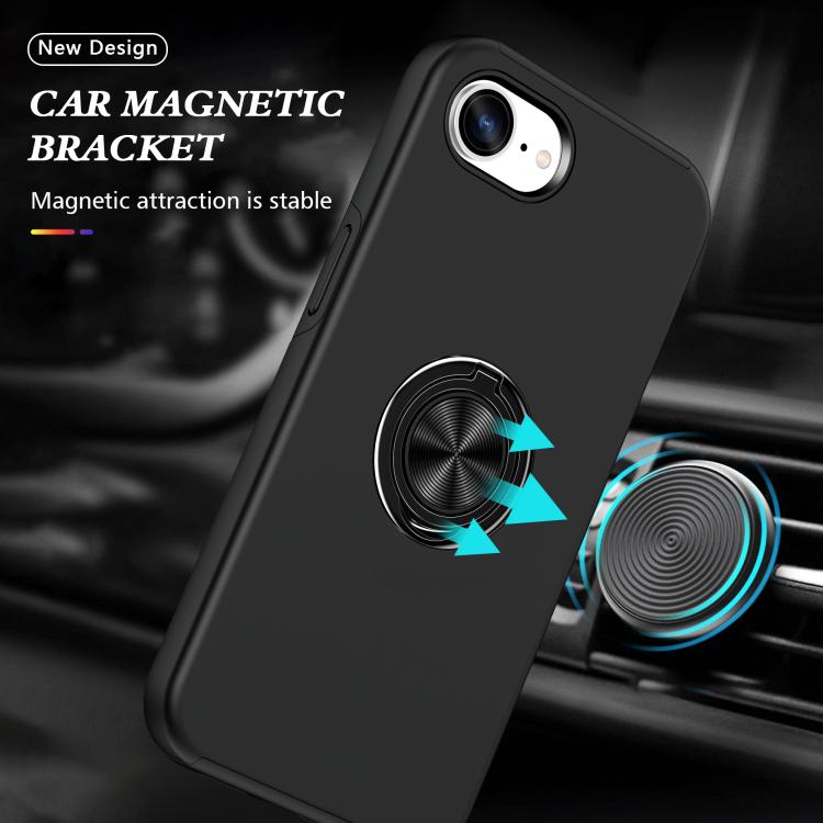 For iPhone 17e / 16e PC + TPU Magnetic Phone Case with Invisible Ring Holder