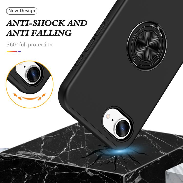 For iPhone 17e / 16e PC + TPU Magnetic Phone Case with Invisible Ring Holder