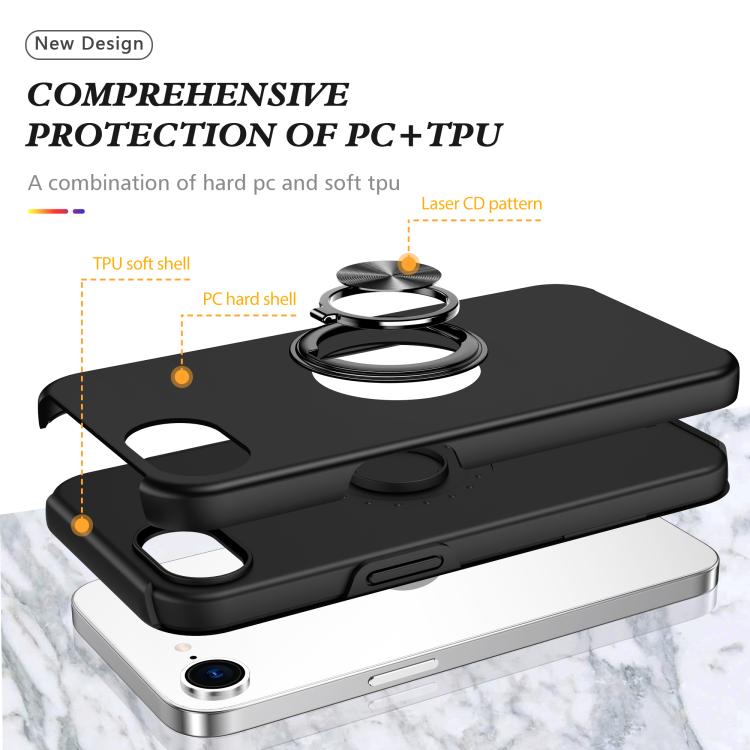 For iPhone 17e / 16e PC + TPU Magnetic Phone Case with Invisible Ring Holder