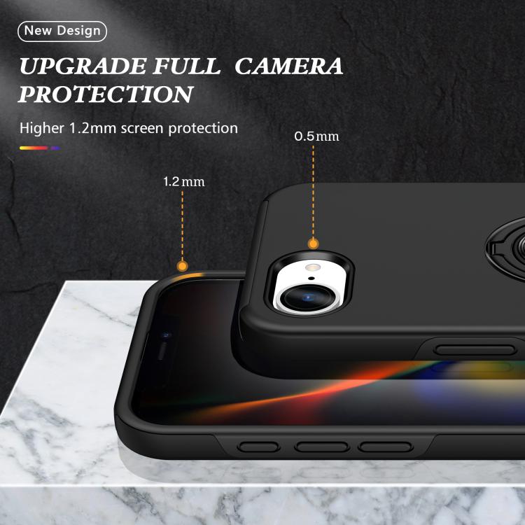 For iPhone 17e / 16e PC + TPU Magnetic Phone Case with Invisible Ring Holder