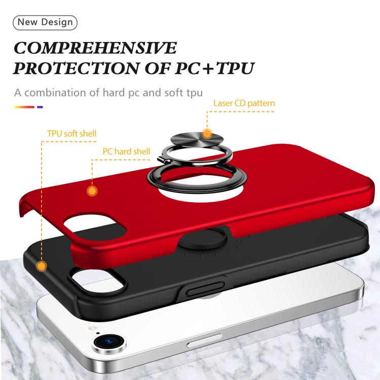 For iPhone 17e / 16e PC + TPU Magnetic Phone Case with Invisible Ring Holder