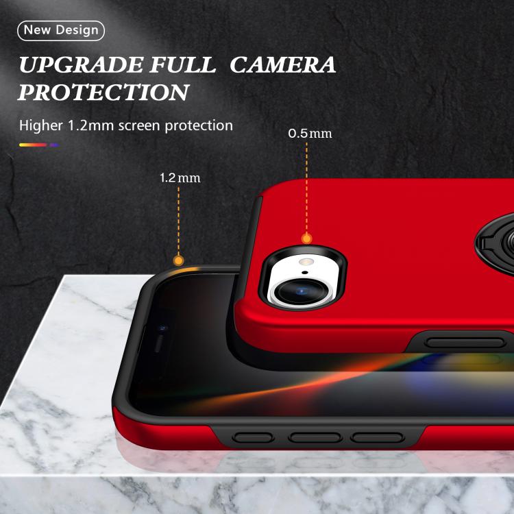 For iPhone 17e / 16e PC + TPU Magnetic Phone Case with Invisible Ring Holder