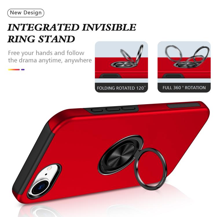 For iPhone 17e / 16e PC + TPU Magnetic Phone Case with Invisible Ring Holder