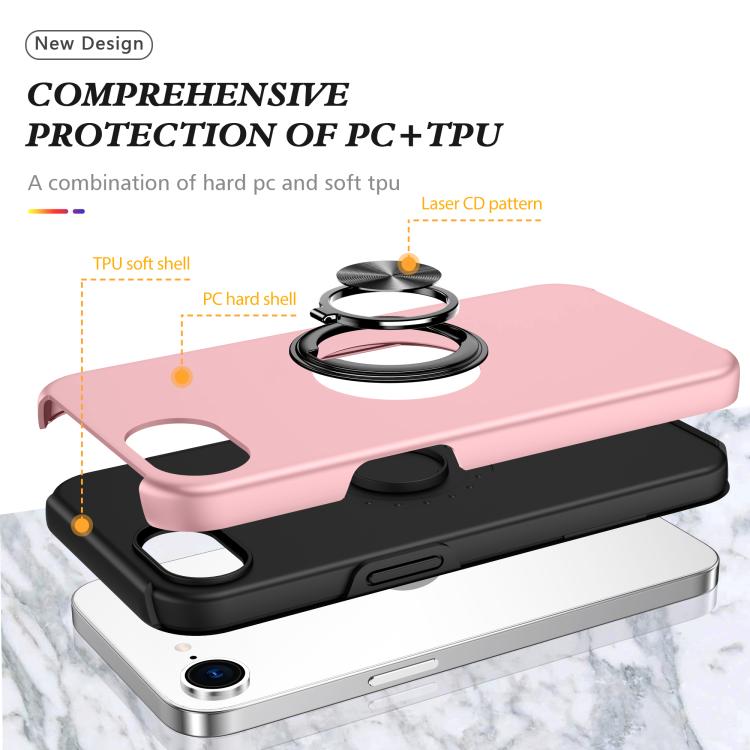 For iPhone 17e / 16e PC + TPU Magnetic Phone Case with Invisible Ring Holder