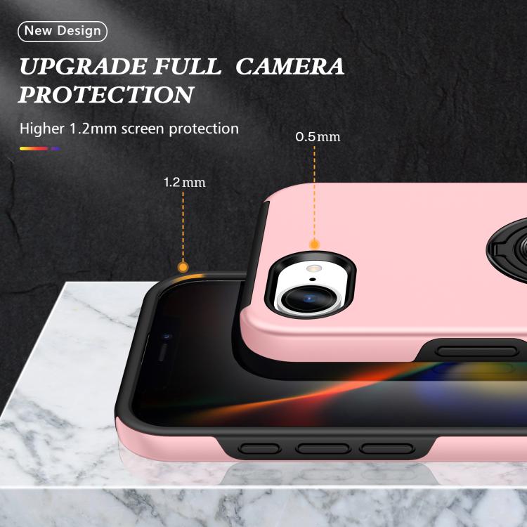 For iPhone 17e / 16e PC + TPU Magnetic Phone Case with Invisible Ring Holder