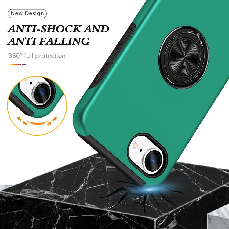 For iPhone 17e / 16e PC + TPU Magnetic Phone Case with Invisible Ring Holder