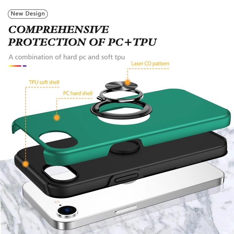 For iPhone 17e / 16e PC + TPU Magnetic Phone Case with Invisible Ring Holder
