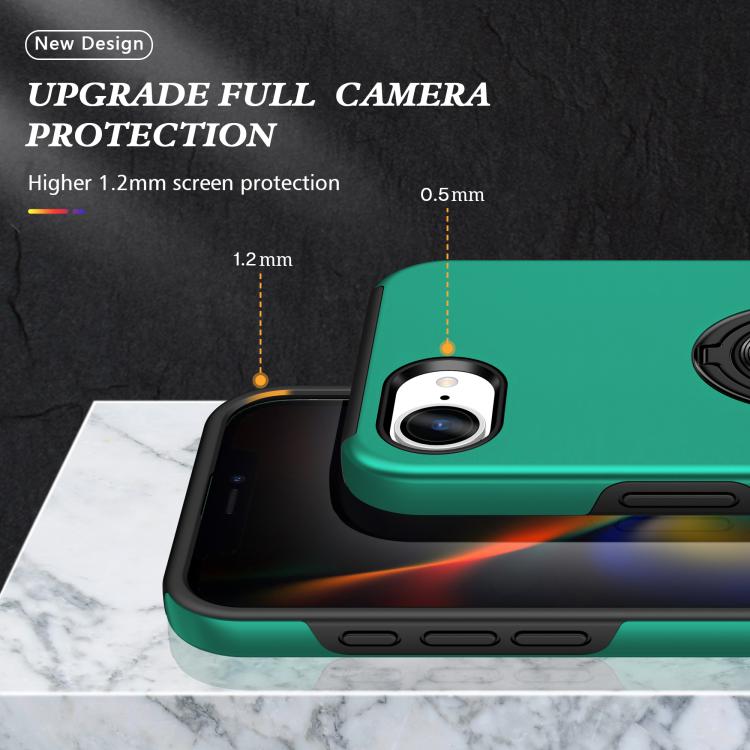 For iPhone 17e / 16e PC + TPU Magnetic Phone Case with Invisible Ring Holder