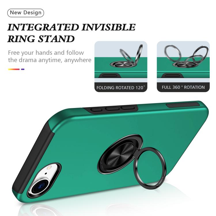 For iPhone 17e / 16e PC + TPU Magnetic Phone Case with Invisible Ring Holder