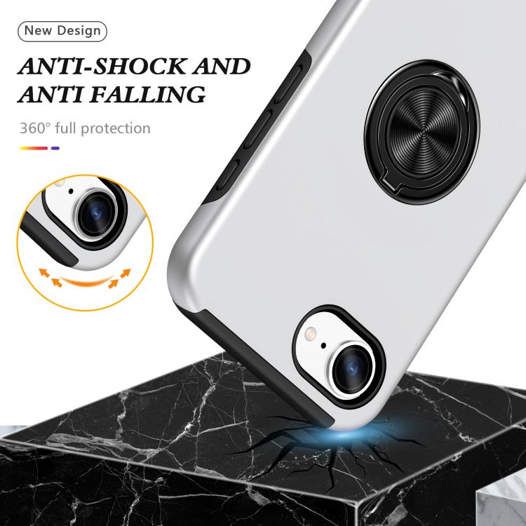 For iPhone 17e / 16e PC + TPU Magnetic Phone Case with Invisible Ring Holder
