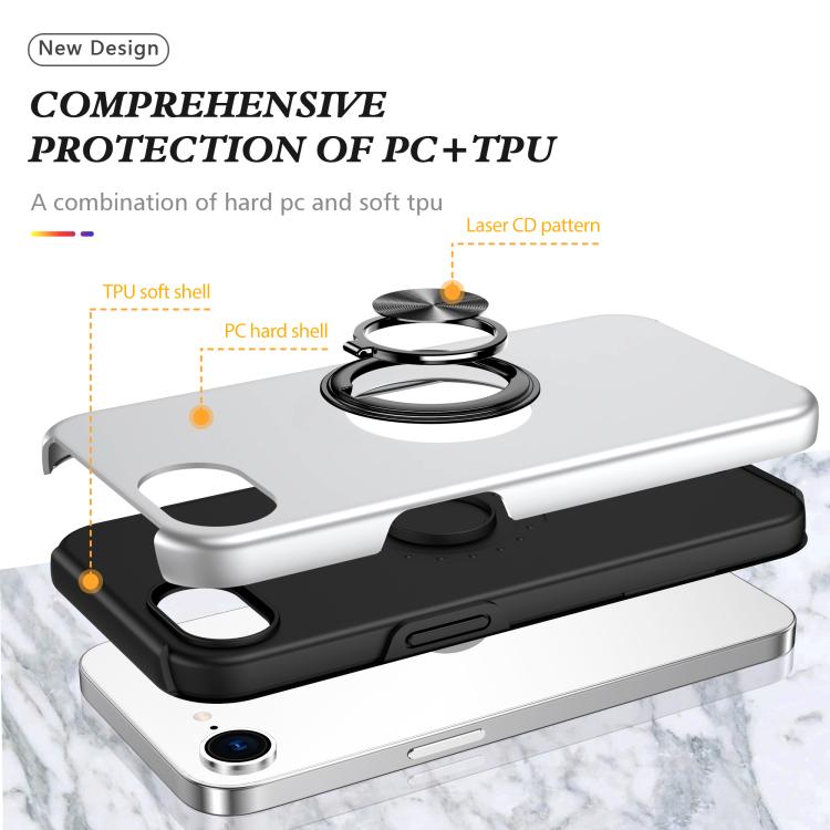 For iPhone 17e / 16e PC + TPU Magnetic Phone Case with Invisible Ring Holder