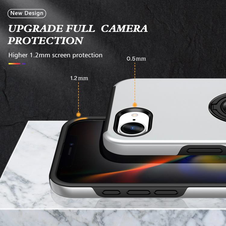 For iPhone 17e / 16e PC + TPU Magnetic Phone Case with Invisible Ring Holder