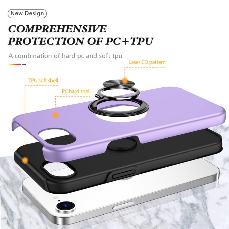 For iPhone 17e / 16e PC + TPU Magnetic Phone Case with Invisible Ring Holder