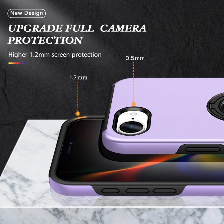 For iPhone 17e / 16e PC + TPU Magnetic Phone Case with Invisible Ring Holder