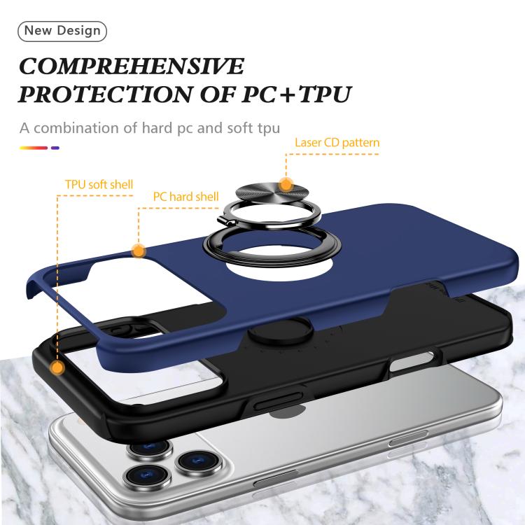 For iPhone 17 Pro Max PC + TPU Magnetic Phone Case with Invisible Ring Holder