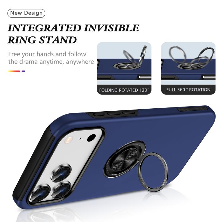 For iPhone 17 Pro Max PC + TPU Magnetic Phone Case with Invisible Ring Holder