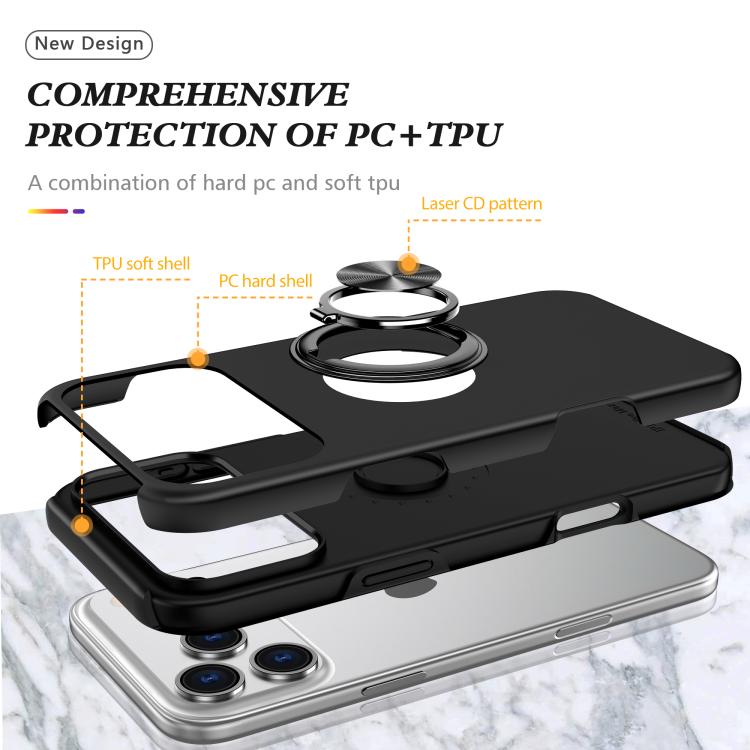 For iPhone 17 Pro Max PC + TPU Magnetic Phone Case with Invisible Ring Holder