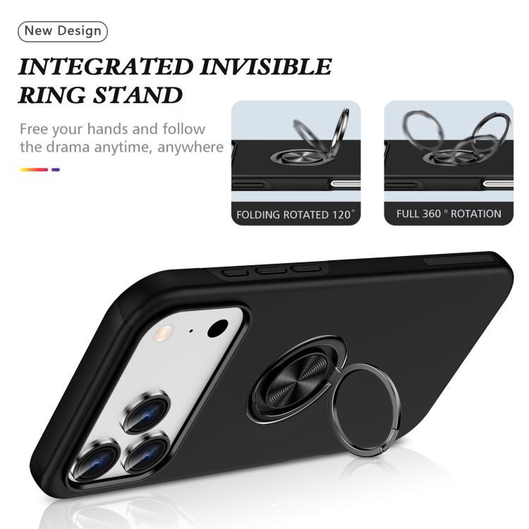 For iPhone 17 Pro Max PC + TPU Magnetic Phone Case with Invisible Ring Holder