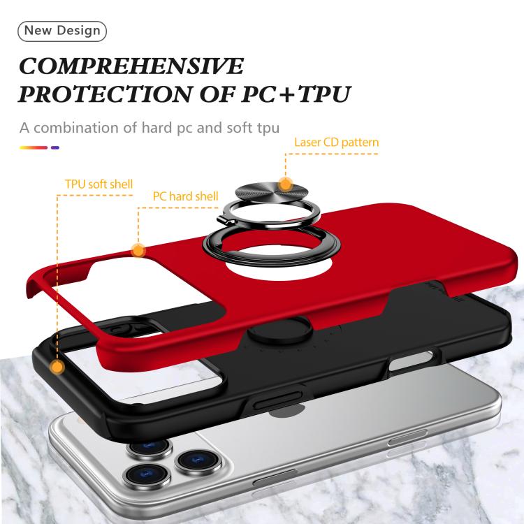 For iPhone 17 Pro Max PC + TPU Magnetic Phone Case with Invisible Ring Holder