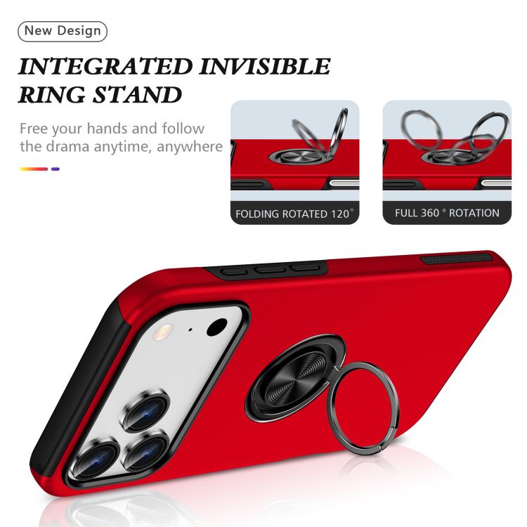 For iPhone 17 Pro Max PC + TPU Magnetic Phone Case with Invisible Ring Holder