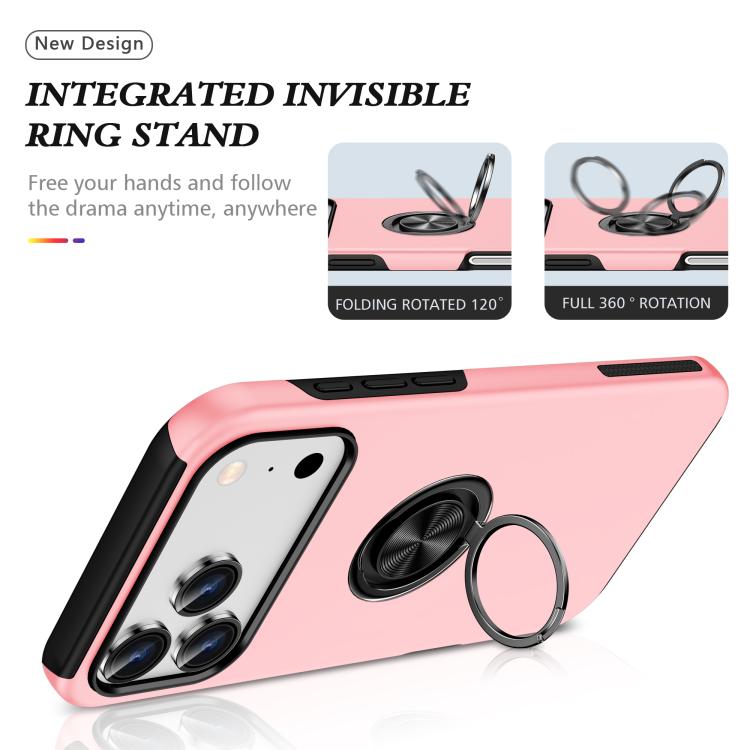 For iPhone 17 Pro Max PC + TPU Magnetic Phone Case with Invisible Ring Holder