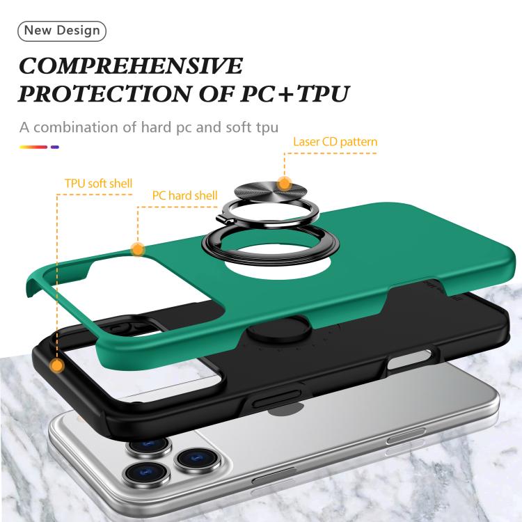 For iPhone 17 Pro Max PC + TPU Magnetic Phone Case with Invisible Ring Holder