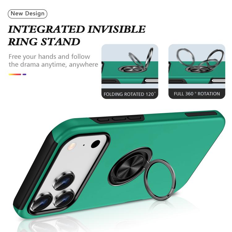 For iPhone 17 Pro Max PC + TPU Magnetic Phone Case with Invisible Ring Holder