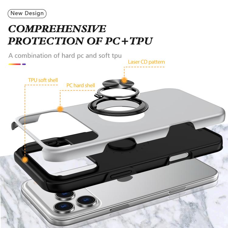 For iPhone 17 Pro Max PC + TPU Magnetic Phone Case with Invisible Ring Holder