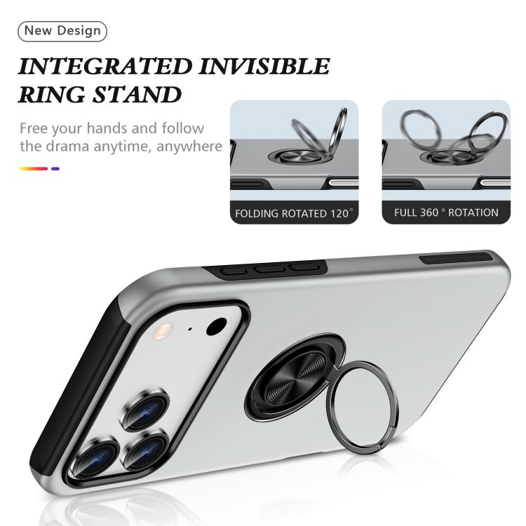 For iPhone 17 Pro Max PC + TPU Magnetic Phone Case with Invisible Ring Holder