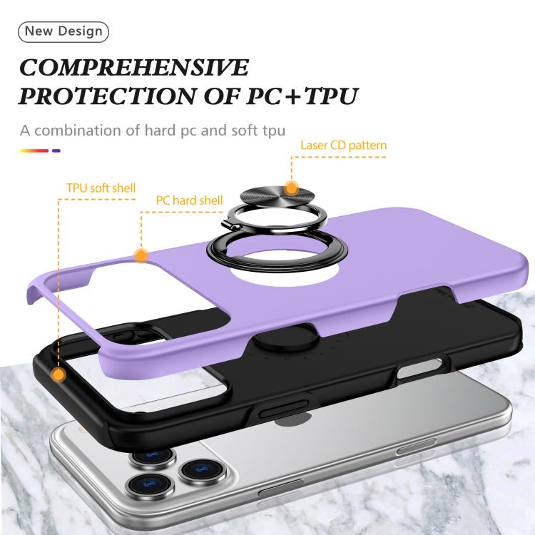 For iPhone 17 Pro Max PC + TPU Magnetic Phone Case with Invisible Ring Holder