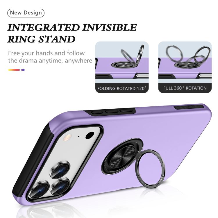 For iPhone 17 Pro Max PC + TPU Magnetic Phone Case with Invisible Ring Holder