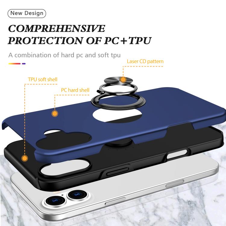 For iPhone 17 PC + TPU Magnetic Phone Case with Invisible Ring Holder