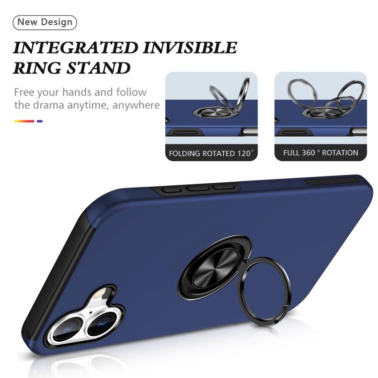 For iPhone 17 PC + TPU Magnetic Phone Case with Invisible Ring Holder